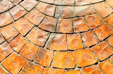 A stamped concrete patio.