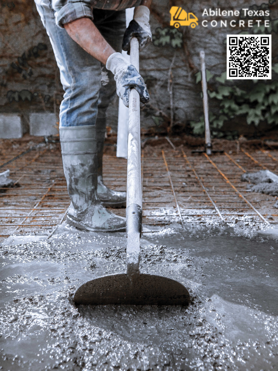 A worker forming a concrete driveway.