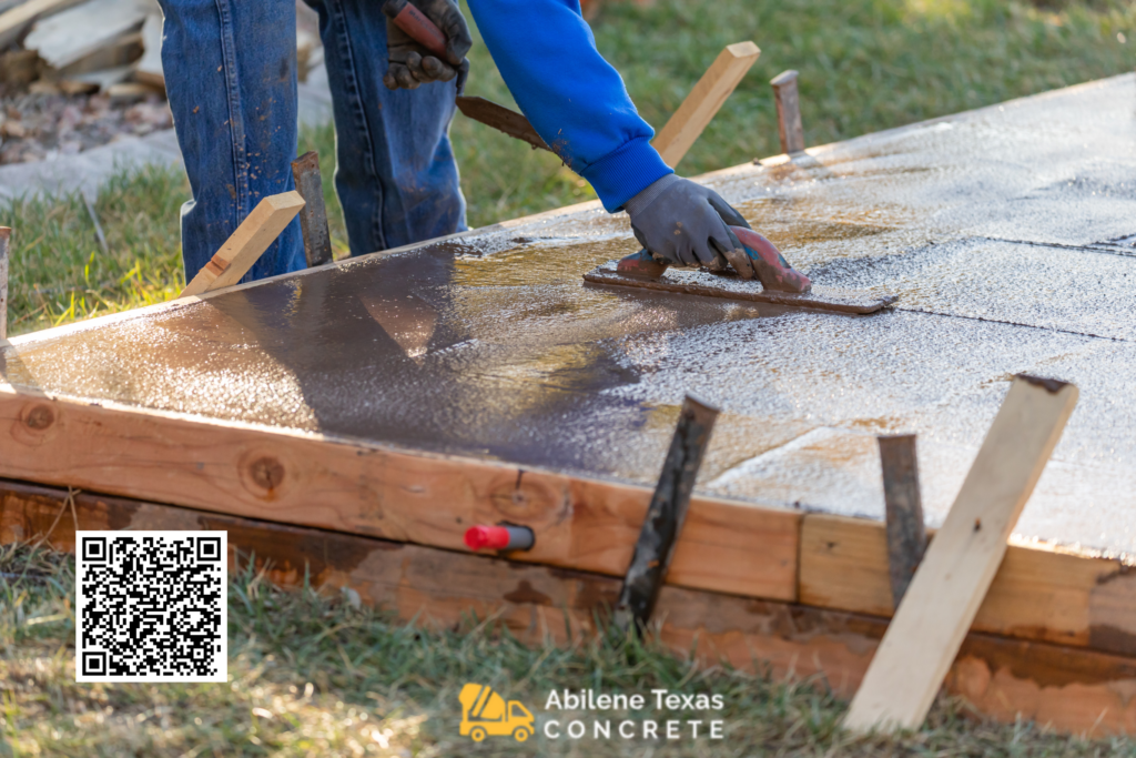 A concrete patio being pouring in Abilene, TX.