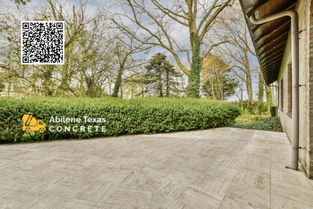 A driveway with stamped concrete flooring.